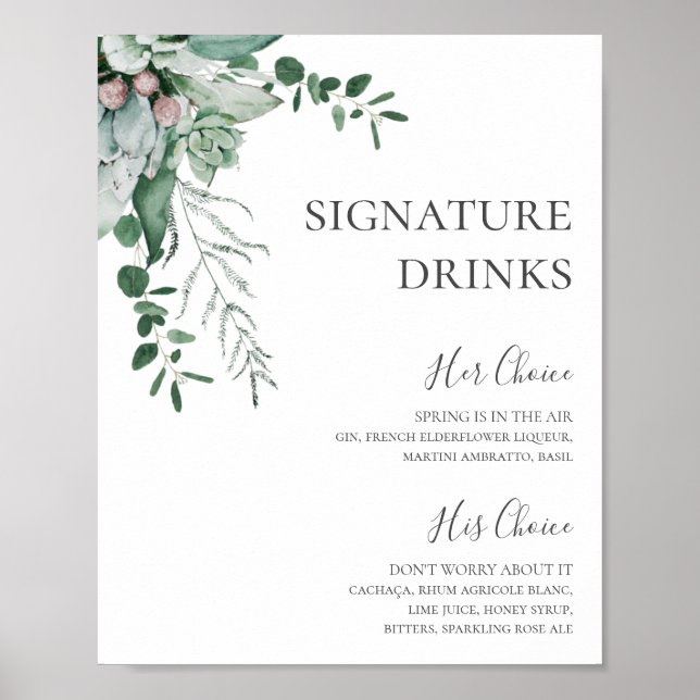 Sukkulente Vegetation | Unterschrift Drinks Poster (Vorne)