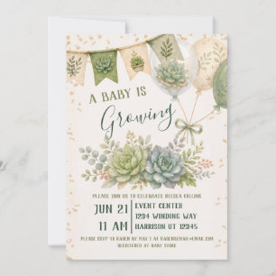 Sukkulente Wächst Baby-Party Einladung