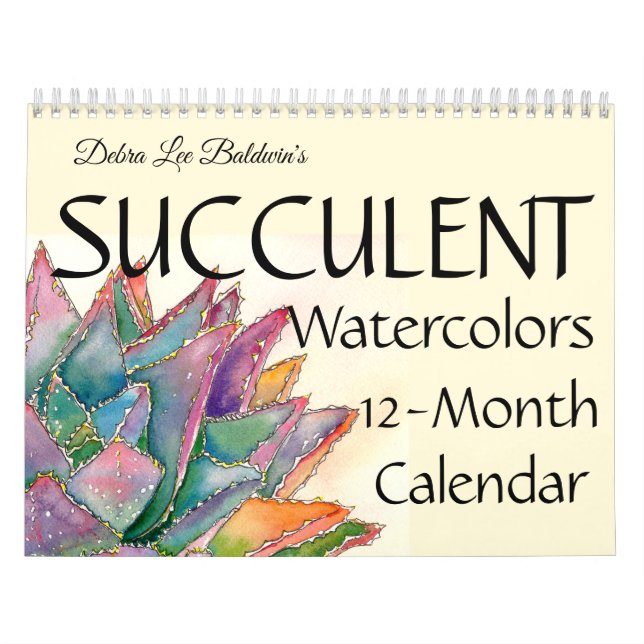 Sukkulente Wasserfarben 12 Monate #4 Kalender (Titelbild)