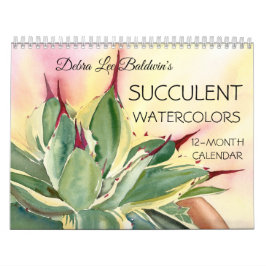 Sukkulente Wasserfarben 12 Monate Kalender