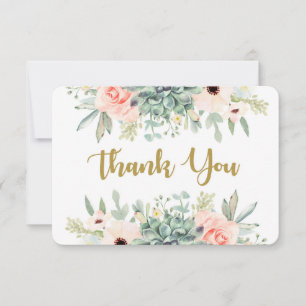 Sukkulenten Aquarell Blumen Dankeskarten Dankeskarte