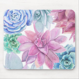 Sukkulenten Moderne Chic Fiesta Garten Floral Weiß Mousepad