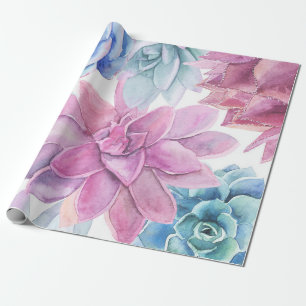 Sukkulenten Moderne Chic Weiße Fiesta-Garten Blume Geschenkpapier