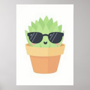 Sukkulenten-Pflanzen-Eltern Kawaii-Design Innen Ga Poster