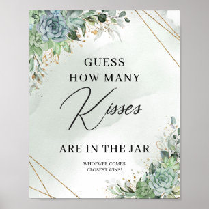 Sukkulenten Raten Sie, wie viele Küsse im Glas sin Poster