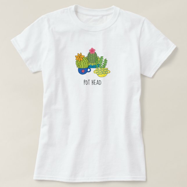 Sukkulenten-Topf-Kopf-T-Shirt T-Shirt (Design vorne)