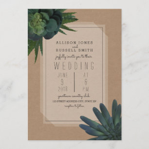 Sukkulenter Inspirierter Einladung zur Hochzeit