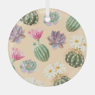 Sukkulenter Kaktus: Muster mit hohem Detail Ornament Aus Glas