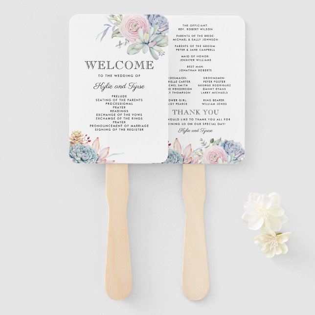 Sukkulentes Blumenblütenfest Fächer (Vorne und Hinten)