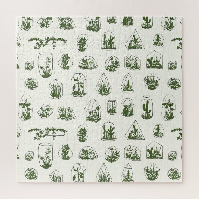 Sukkulentes Florarium: Vintag geometrisches Design Puzzle (Vertikal)