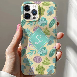 Sukkulentes Kaktus-Pflanzenmuster Hübsches Monogra Case-Mate iPhone Hülle