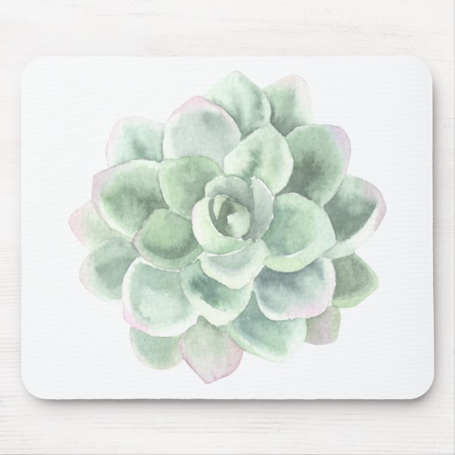 Sukkulentfarbene Grüne Wasserfarbe Elegante Mousepad (Vorne)