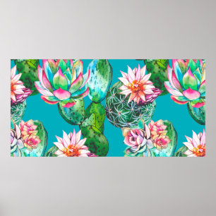 Sukkuline Aquarellmuster Poster