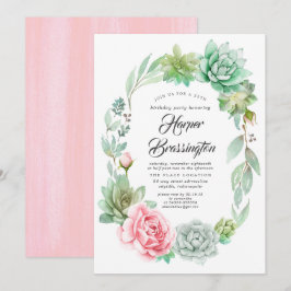 Sukkuline Blumenrosa-Niedliche Geburtstag Einladung