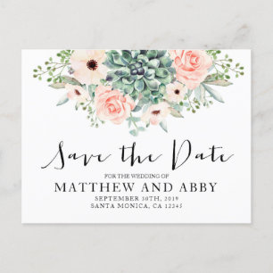 Sukkuline Save the Date Einladungspostkarte