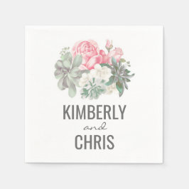 Sukkuline und rosa Blumenkuchen Serviette