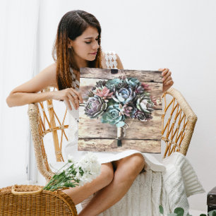 Sukkultistische Bouquet in Pastelltönen Leinwanddruck