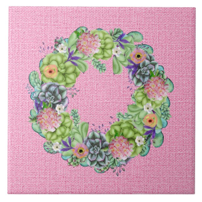 Sukkultureller Blumenstrauß auf Rosa Fliese (Vorderseite)