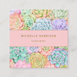 Sukkultureller Garten Wasserfarben Farben Pastell Quadratische Visitenkarte