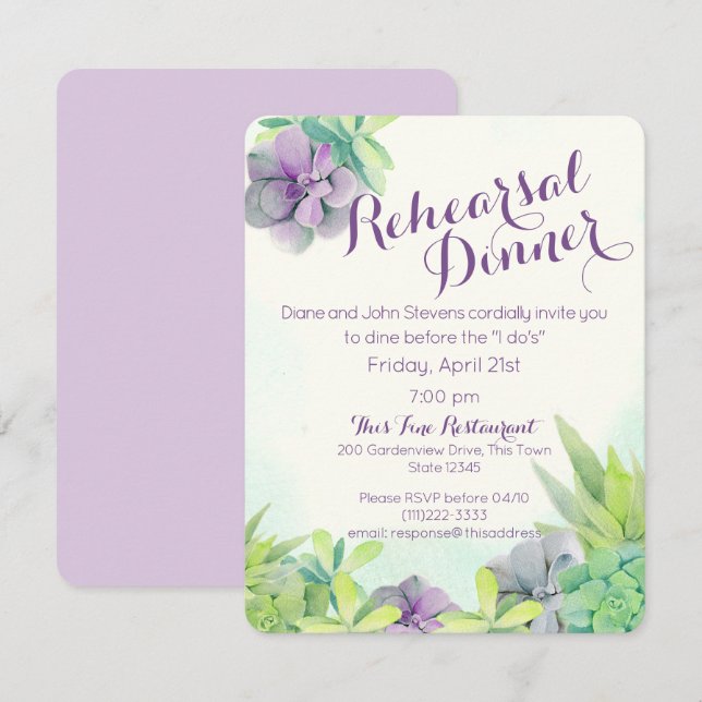 Sukkulturelles Garden Probe Abendessen Einladung (Vorne/Hinten)