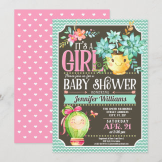 Sukkulturen, Cactus Girl Garden Babydusche Einladung