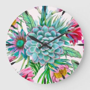 Sukkulturen Echeveria Tropical Garden Große Wanduhr