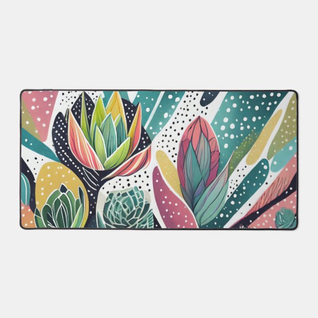 Sukkulturen in grün und rosa schreibtischunterlage (Vorderseite)