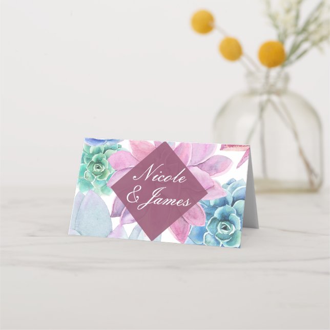 Sukkulturen Moderne schicke White Fiesta Tischnumm Platzkarte (Vorderseite)