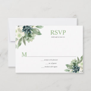 Sukkulturen und weiße Blume - Frühlingsgrün RSVP Karte