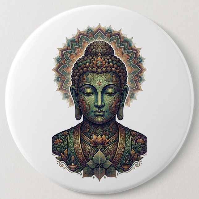 Sukti Budh Serene Meditation Portrait - Antikes Ba Button (Vorderseite)