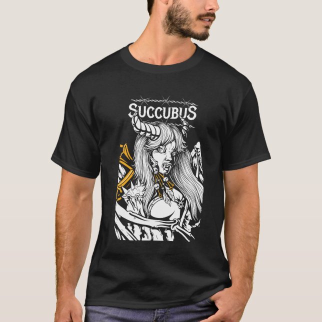 Sukubus Moderne, farbenfrohe Schwarze Kunst T-Shirt (Vorderseite)