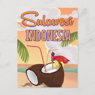 Sulawesi Indonesien Vintages Reiseplakat Postkarte