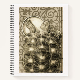 Sulcata Tortoise Art Nouveau Ink Sepia drawing Notizbuch
