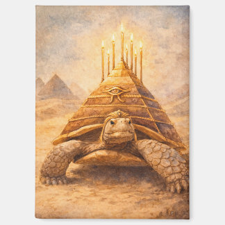 Sulcata Tortoise Egyptian pyramid birthday cake Magnet