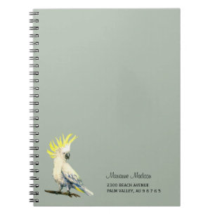 Sulfur-Crested-Cockatoo-Aquarellmalerei Notizblock