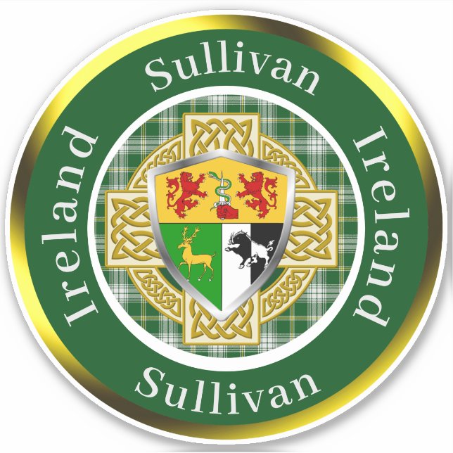 Sullivan Irish Shield/Celtic Cross Personalisiert Aufkleber (Vorderseite)