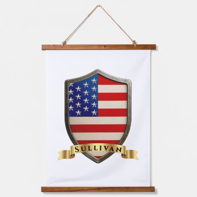 Sullivan USA Heritage Schild Wandteppich Mit Holzrahmen (Vorderseite)