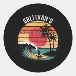Sullivans South Carolina Beach-Surfen  Runder Aufkleber