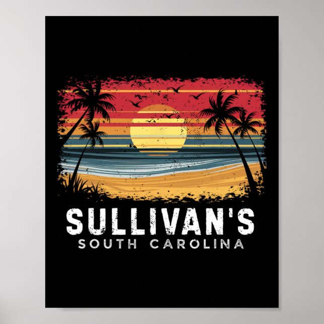 Sullivans South Carolina Surfboard Strand  Poster (Vorne)