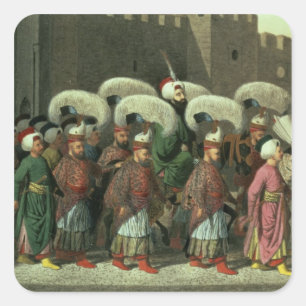 Sultan Mahmud II in Procession, 1809 Quadratischer Aufkleber