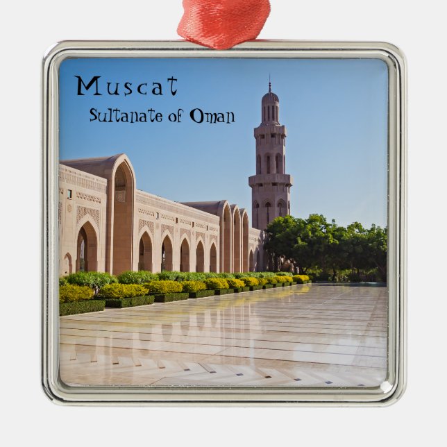 Sultan Qaboos Grand Moschee in Muscat, Oman Ornament Aus Metall (Vorne)