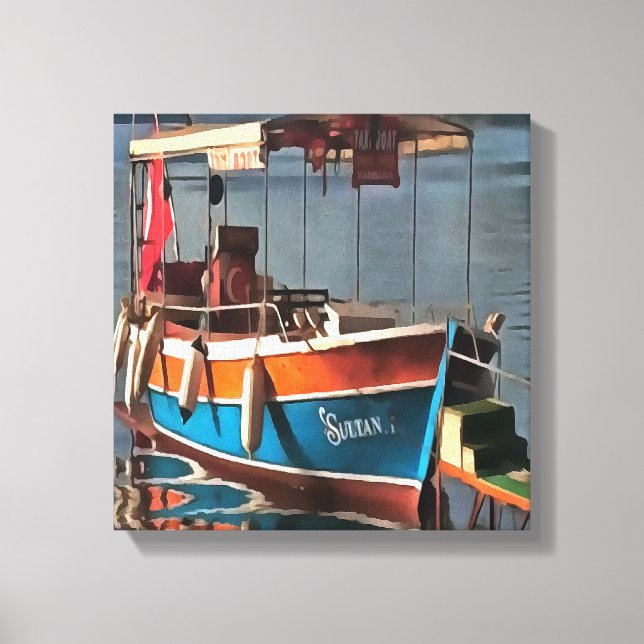 Sultan Taxi Boot Marmaris Schöne Kunst Leinwanddruck (Vorderseite)