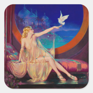 Sultana, das arabische Sultanat's Concubine 1925 Quadratischer Aufkleber