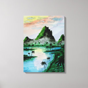 Sumatra Berge Wasserfarbe Leinwanddruck