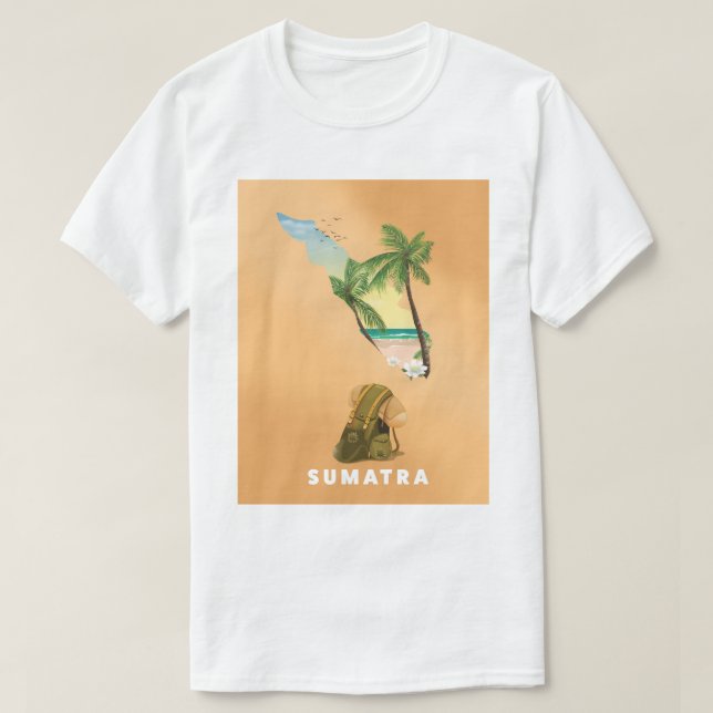 Sumatra illustrierte Karte Reiseplakat T-Shirt (Design vorne)