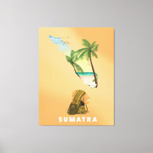 Sumatra illustrierte Reisekarte Poster Leinwanddruck