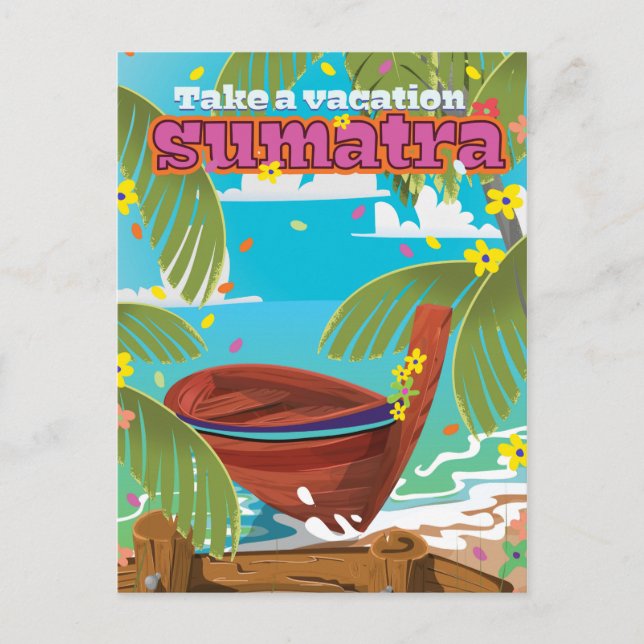 Sumatra Indonesia Reiseplakat Postkarte (Vorderseite)