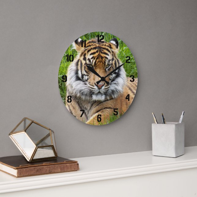 Sumatra-Tiger-Wildlife-Foto Große Wanduhr (Büro)
