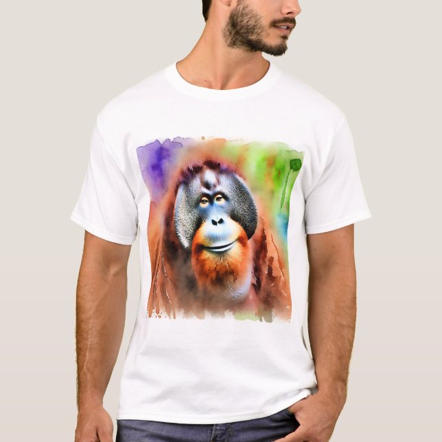 Sumatran Orangutan 070724AREF107 - Watercolor T-Shirt (Vorderseite)