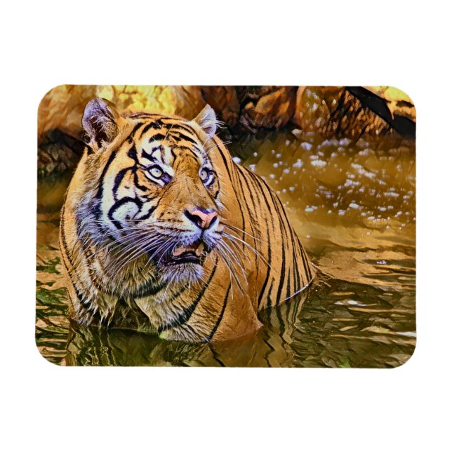 Sumatran Tiger in Wassermalerei Magnet (Horizontal)